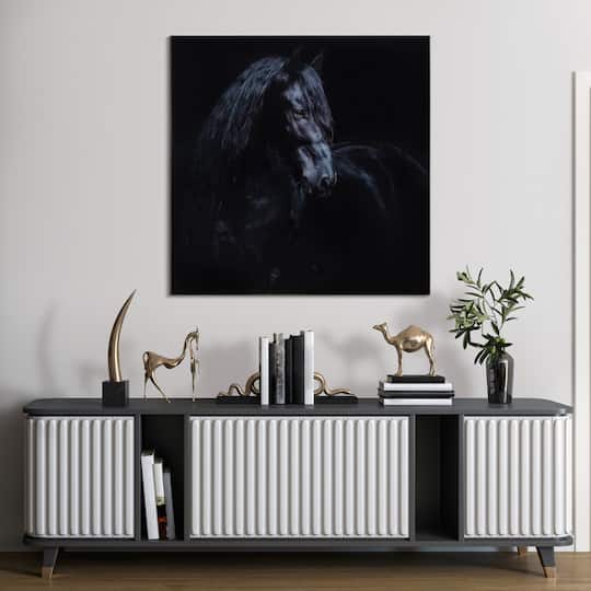 Empire Art Direct 38" x 38" Black Equine Attraction Frameless Printed Tempered Glass Wall Art